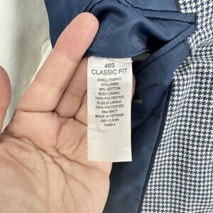 SOLD blue 46S classic fit linen cotton check